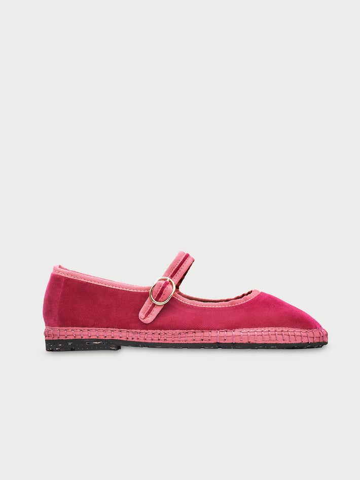 Flabelus | Ballerina Frances - Velvet Mary Jane Pink