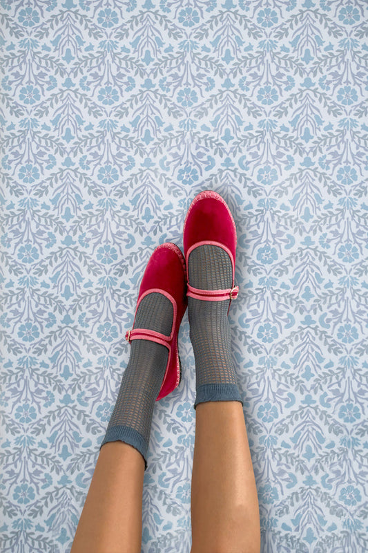 Flabelus | Ballerina Frances - Velvet Mary Jane Pink