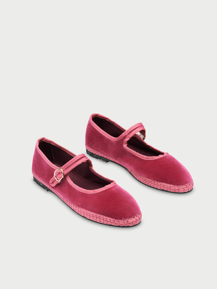 Flabelus | Ballerina Frances - Velvet Mary Jane Pink