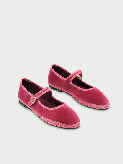 Flabelus | Ballerina Frances - Velvet Mary Jane Pink