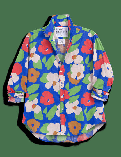 Frank and Eileen | Women's Button-Down Linen Shirt - Bright-Blue-Floral