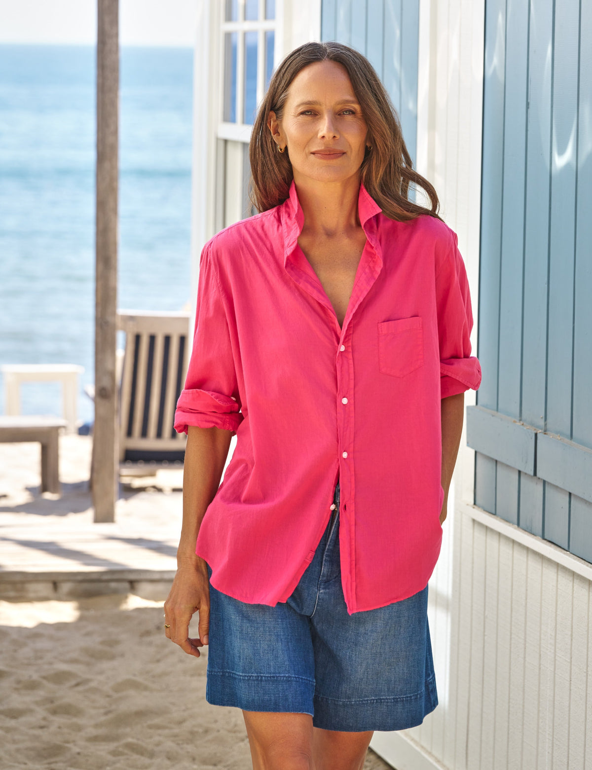 Frank and Eileen | Eileen Washed Linen Shirt - Li Raspberry