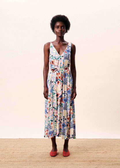 FRNCH | Consordia Mix-Match Midi Dress - Multicolour Patchwork
