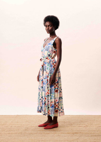FRNCH | Consordia Mix-Match Midi Dress - Multicolour Patchwork