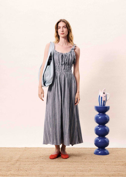 FRNCH | Obea Striped Midi Dress - Blue