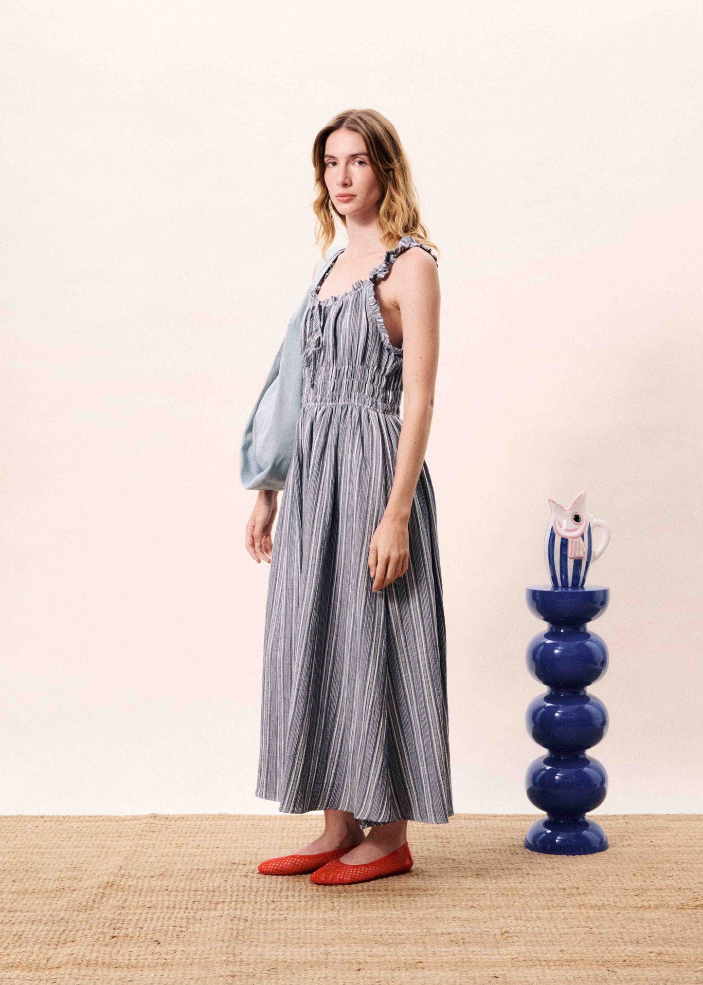 FRNCH | Obea Striped Midi Dress - Blue