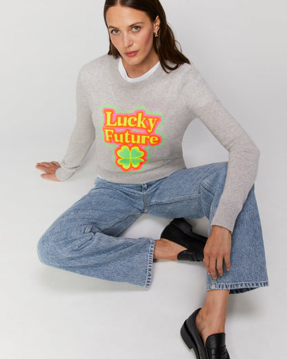 From Future | Lucky Future Short Cashmere Sweater - Grey Chine Gris-Chine