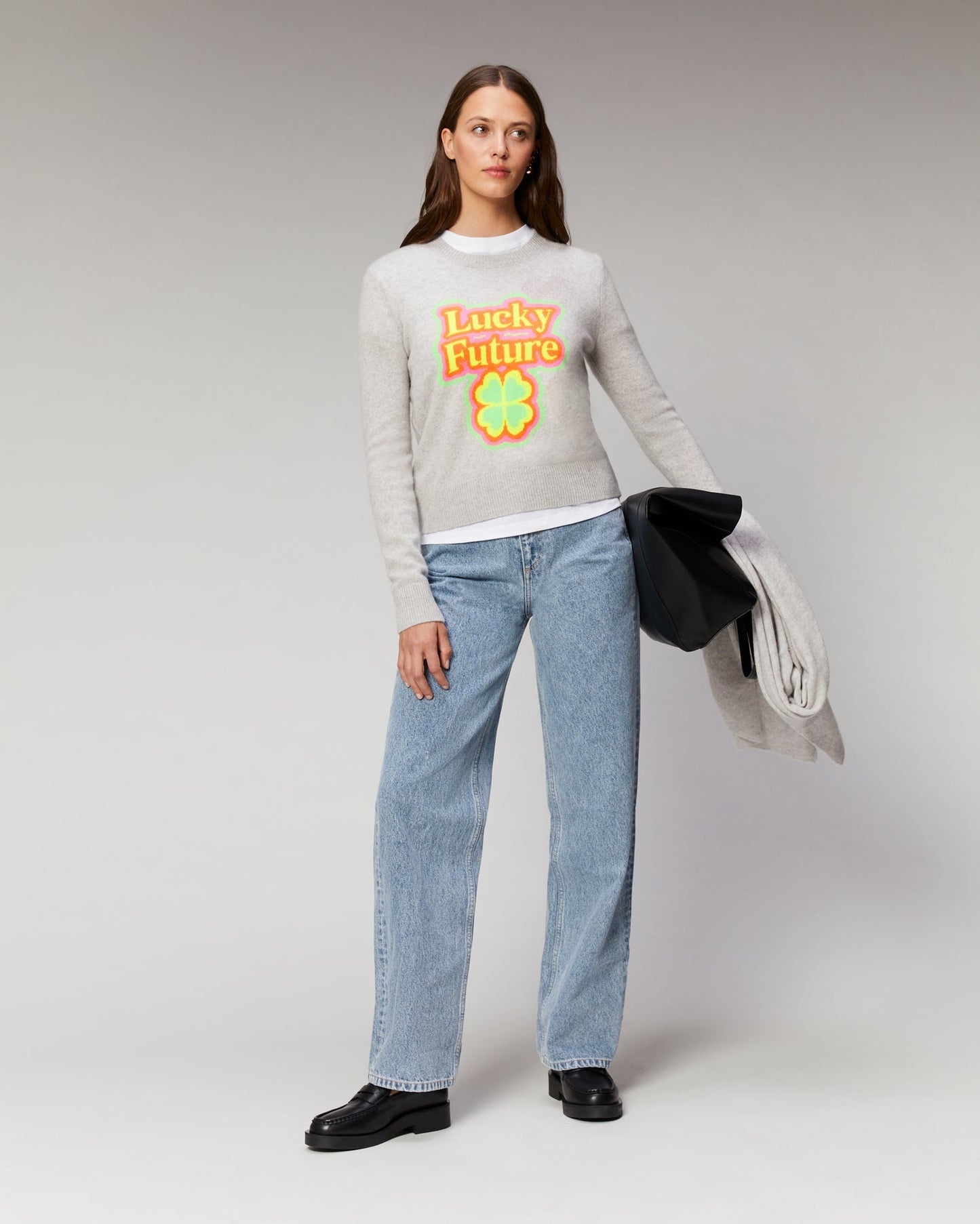From Future | Lucky Future Short Cashmere Sweater - Grey Chine Gris-Chine