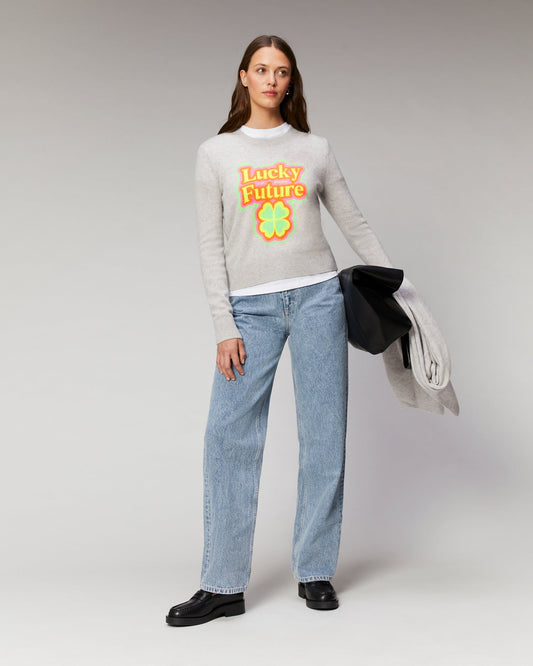 From Future | Lucky Future Short Cashmere Sweater - Grey Marl