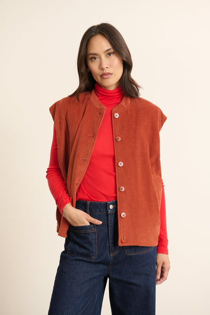 GARANCE | Terracotta Oversized Cocoon Vest