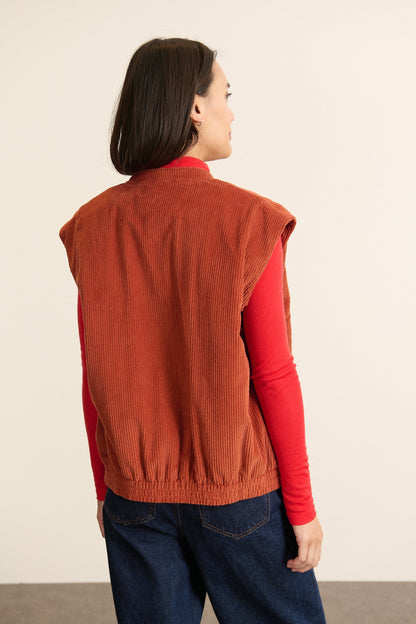GARANCE | Terracotta Oversized Cocoon Vest