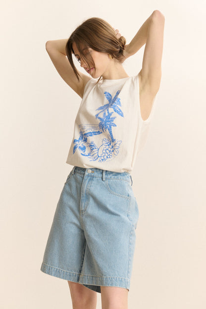 Tshirt Palmier 2215 Blanc