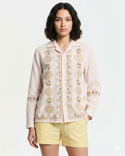 Baziszt | Cotton Poplin Button-Down Blouse - Soft Pink