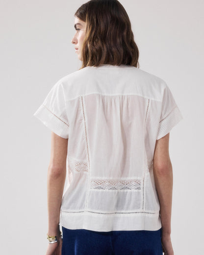 HARTFORD | Sculpted Puff-Sleeve Cady Blouse - Ecru