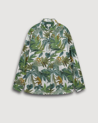 HARTFORD | Blouse Charlot - Dropped Armhole Shirt in Raw White & Green