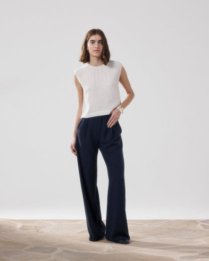 HARTFORD | Howi Round-Neck Sleeveless Blouse - Stone