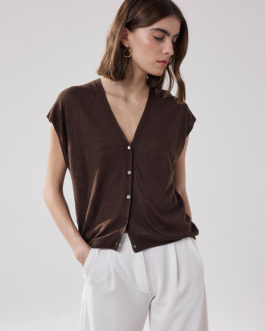 Women Cardigan Sweater Organic Cotton Knit - Tomato 03-Tomato