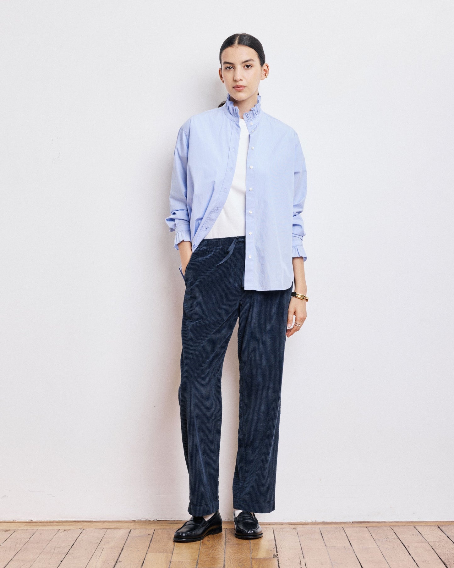 Hartford | Peyo Straight Velvet Pants - Ink