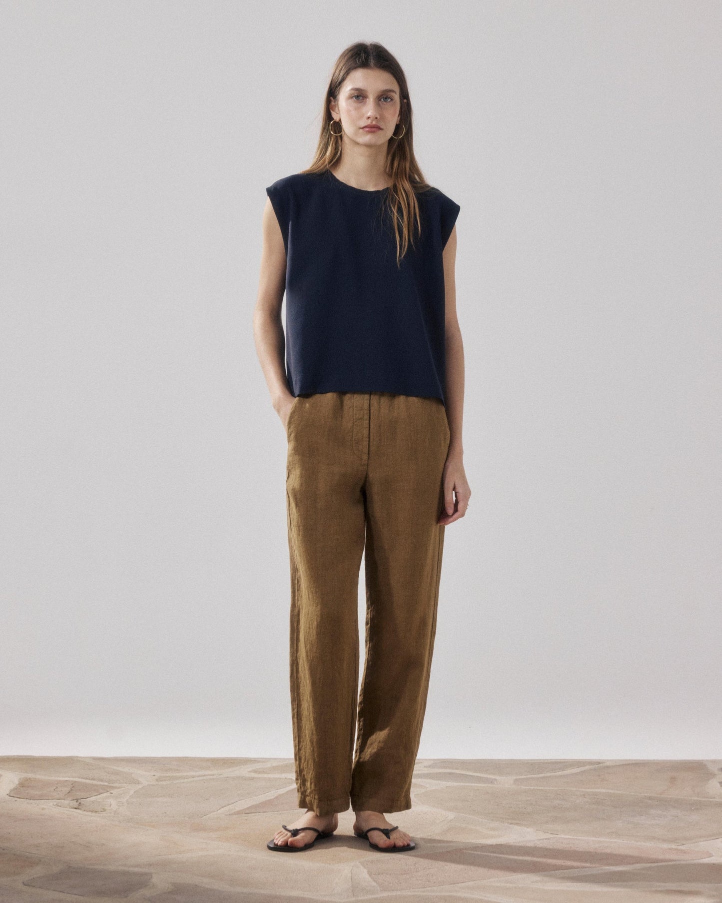 Hartford | Pirol Cigarette Pant - Linen with Lurex Waist