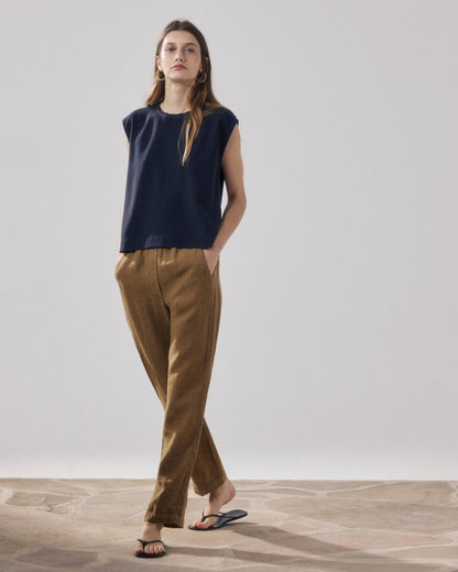 HARTFORD | Pirol Cigarette Pant - Linen with Lurex Waist
