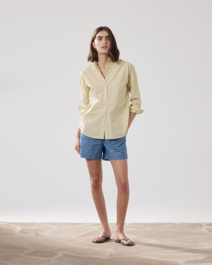 Hartford | Stefi High-Waisted Elastic Waist Shorts - Medium Blue