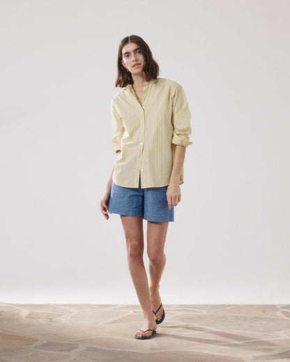 Hartford | Stefi High-Waisted Elastic Waist Shorts - Medium Blue
