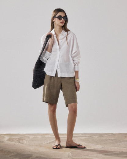Hartford | Linen Bermuda Shorts - Flat Front with Elastic Waist