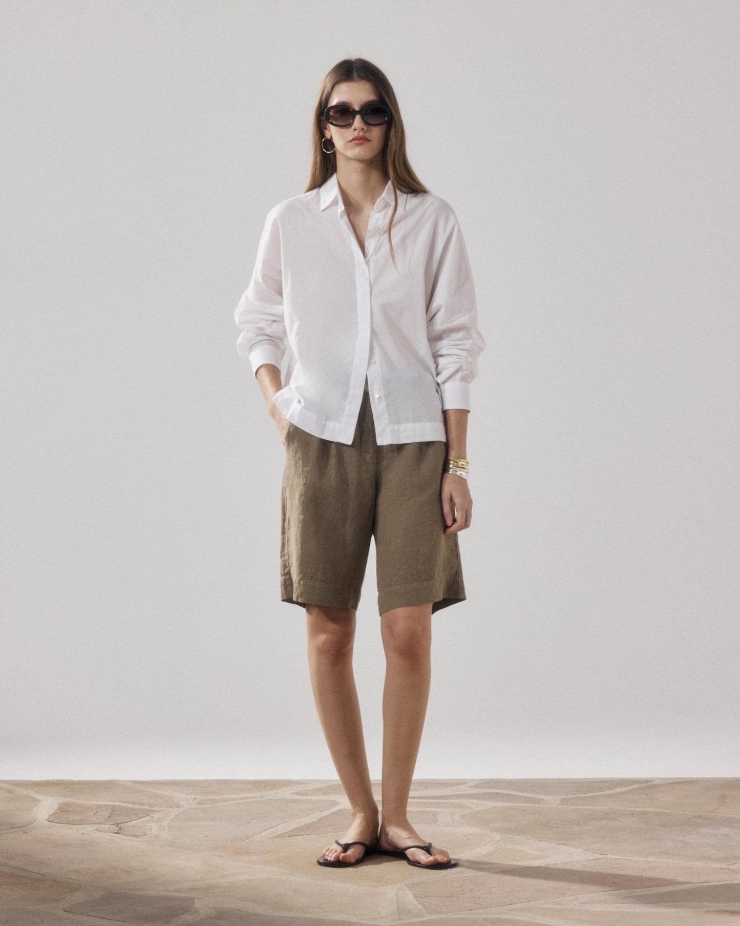 Hartford | Linen Bermuda Shorts - Flat Front with Elastic Waist