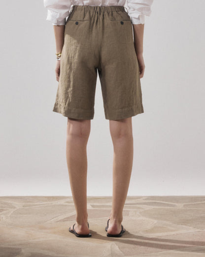 Hartford | Linen Bermuda Shorts - Flat Front with Elastic Waist