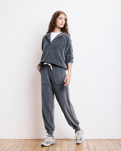 Hartford | Tino Velvet Fleece Jogger - Anthracite Grey Dark Grey