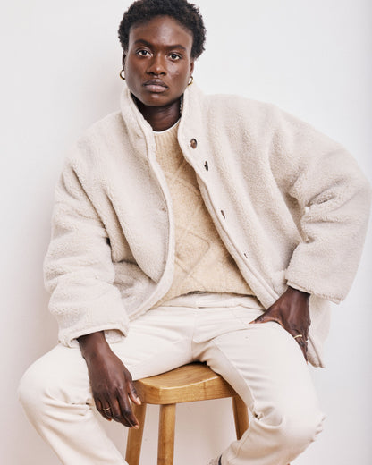 Hartford | Vanille Sherpa Coat - Leopard Lining Natural 01-Natural