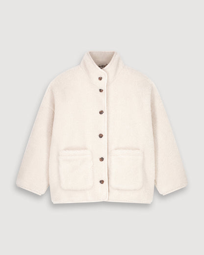 Hartford | Vanille Sherpa Coat - Leopard Lining Natural 01-Natural