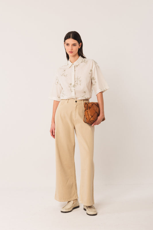 Printed Poplin Shirt Ad100 Khaki