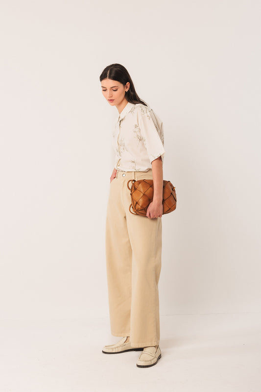 Printed Poplin Shirt Ad100 Khaki