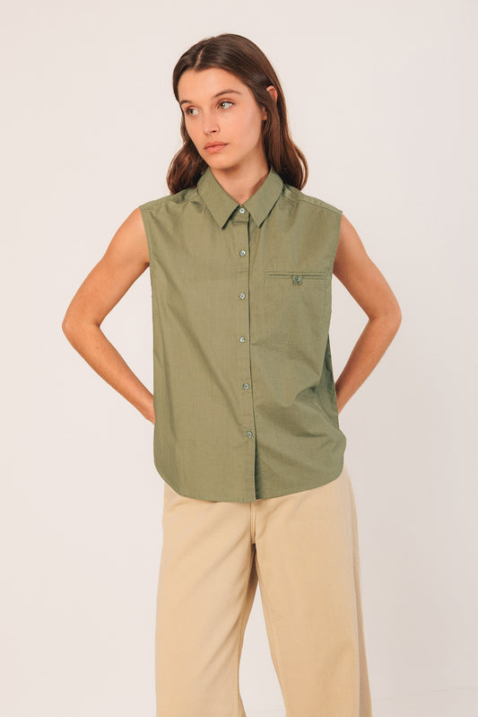 Regular Poplin Shirt Ad101s Verde-Safari