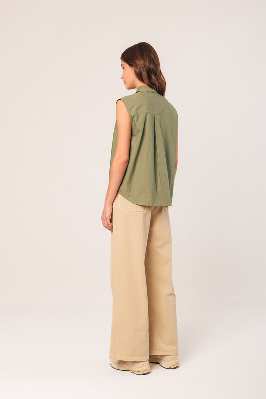 Regular Poplin Shirt Ad101s Verde-Safari