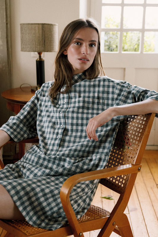 Vichy-checkered Dres Ad112 Indigo