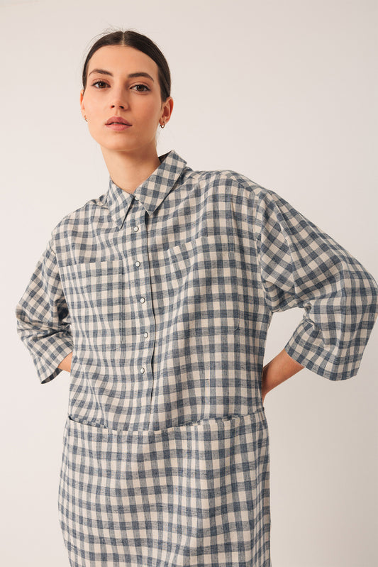 Vichy-checkered Dres Ad112 Indigo