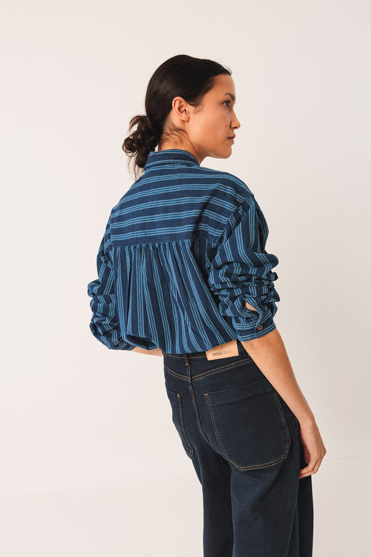 Striped Cotton Shirt Ad132 Indigo