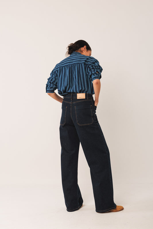 Striped Cotton Shirt Ad132 Indigo
