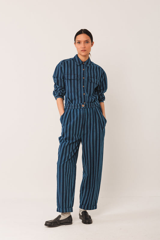 Striped Cotton Shirt Ad132 Indigo