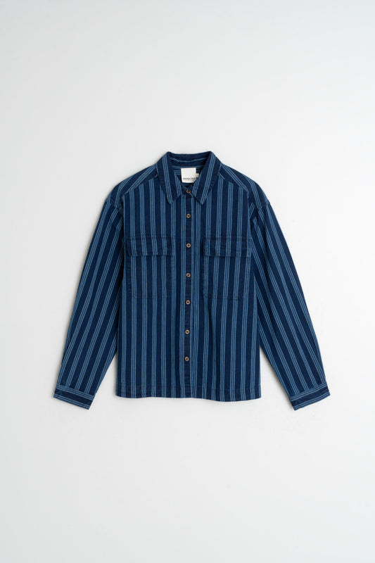 Striped Cotton Shirt Ad132 Indigo