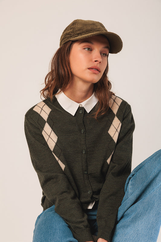 Merino Argyle Jacket Ax516 Oliva