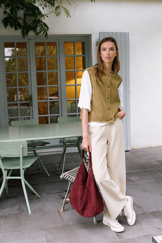 Boxy Twill Vest Bb306 Oliva