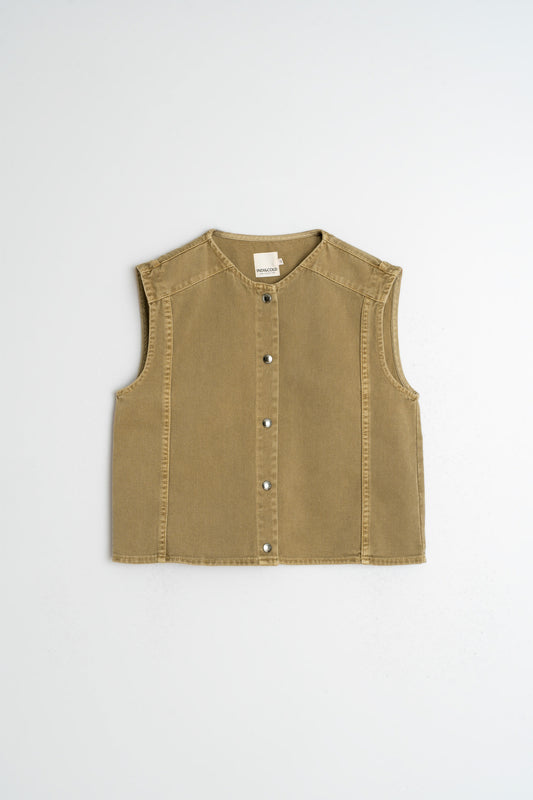 Boxy Twill Vest Bb306 Oliva