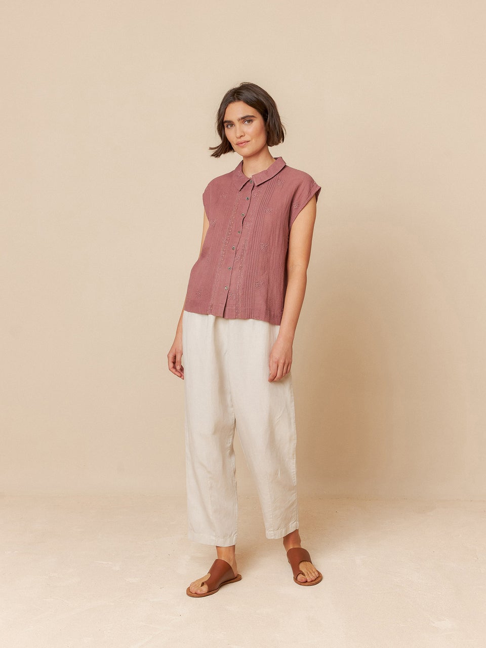 Cotton Embroidered S Bk225 Malva