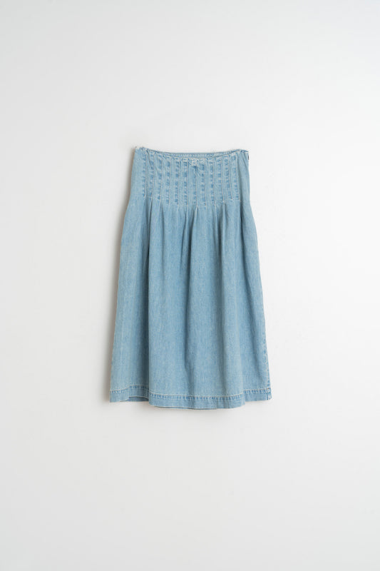 Pleated Denim Skirt Dd253 Super-Stone