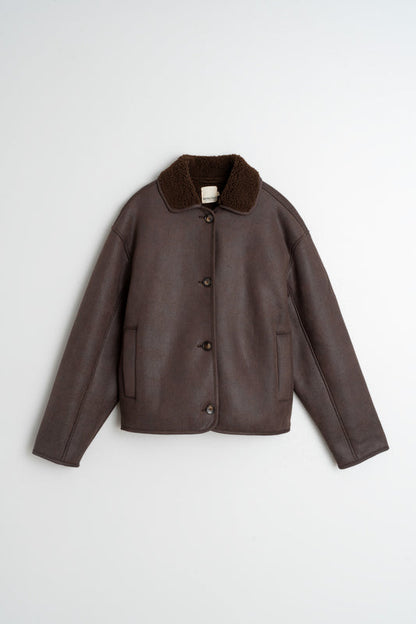 Boxy Suede Coat Mt662 Chocolate