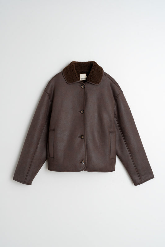 Boxy Suede Coat Mt662 Chocolate