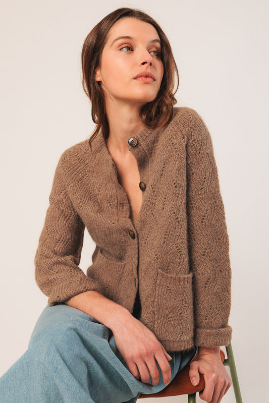 Crochet Jacket Nj465 Camel
